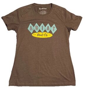 Ariat Boots Co T-shirt Women's Size Large Brown Desert Motel Cowgirl